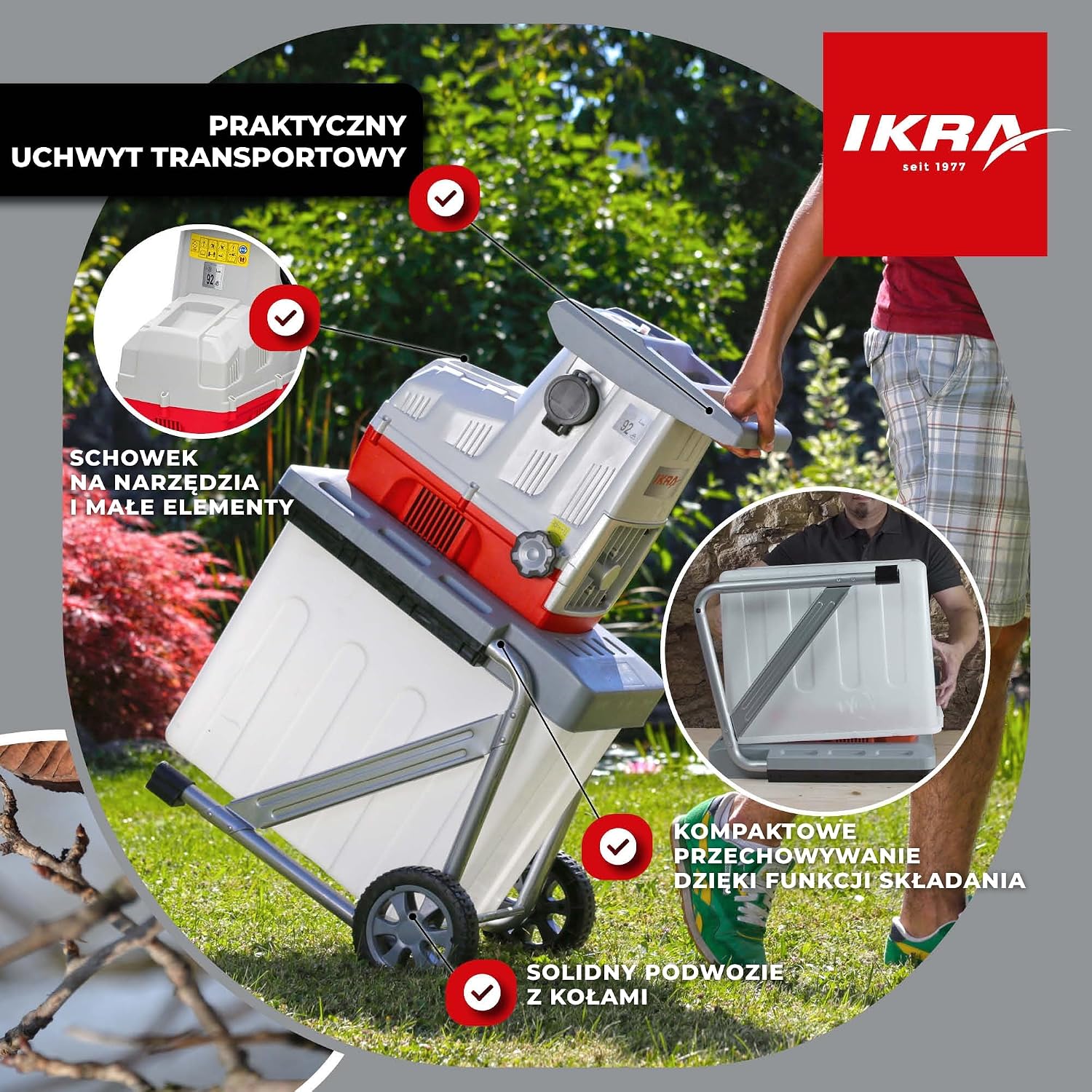 Thumbnail 3 de IKRA ILH 3000A – elektryczny rozdrabniacz walcowy 3000 W, do gałęzi 44 mm