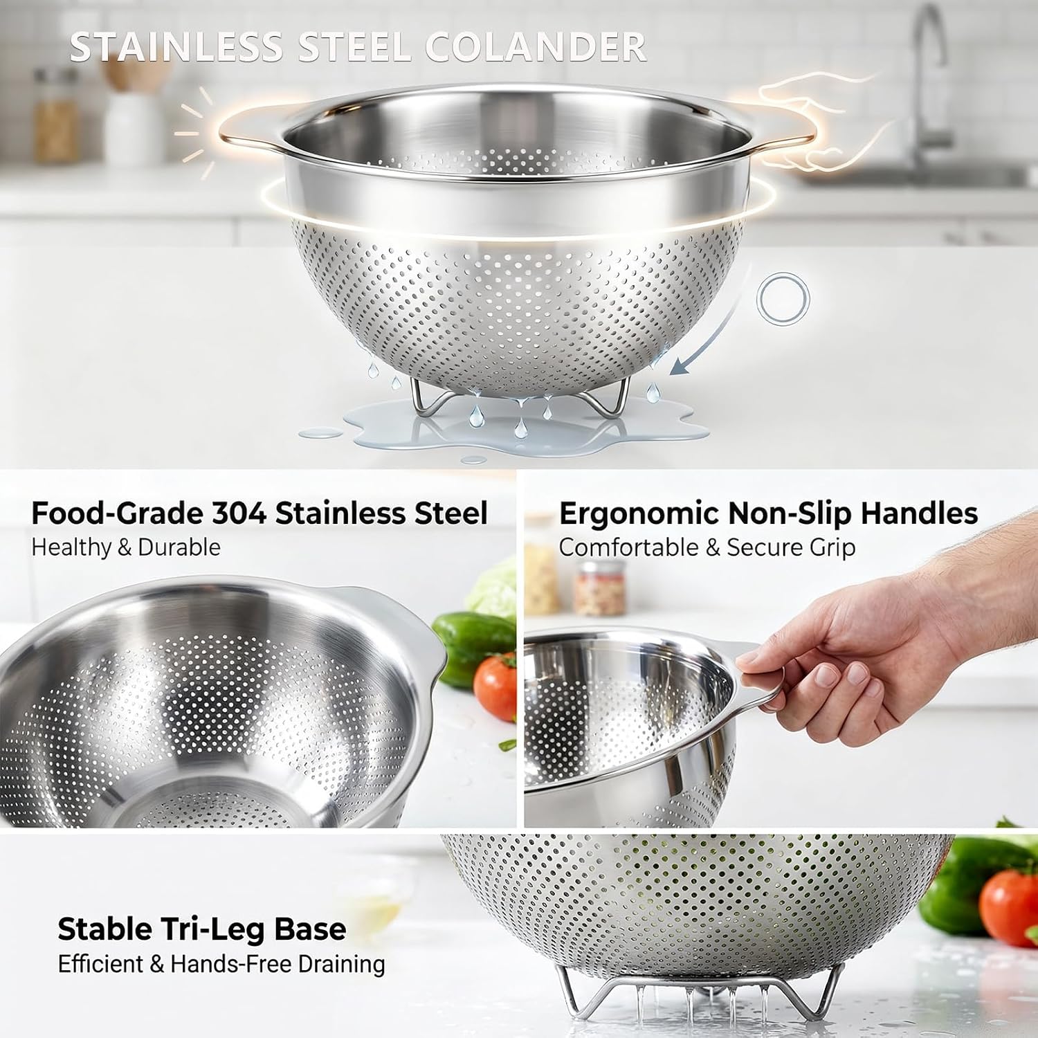 Thumbnail 6 de QBGSFSYG Stainless Steel Colander, 5QT