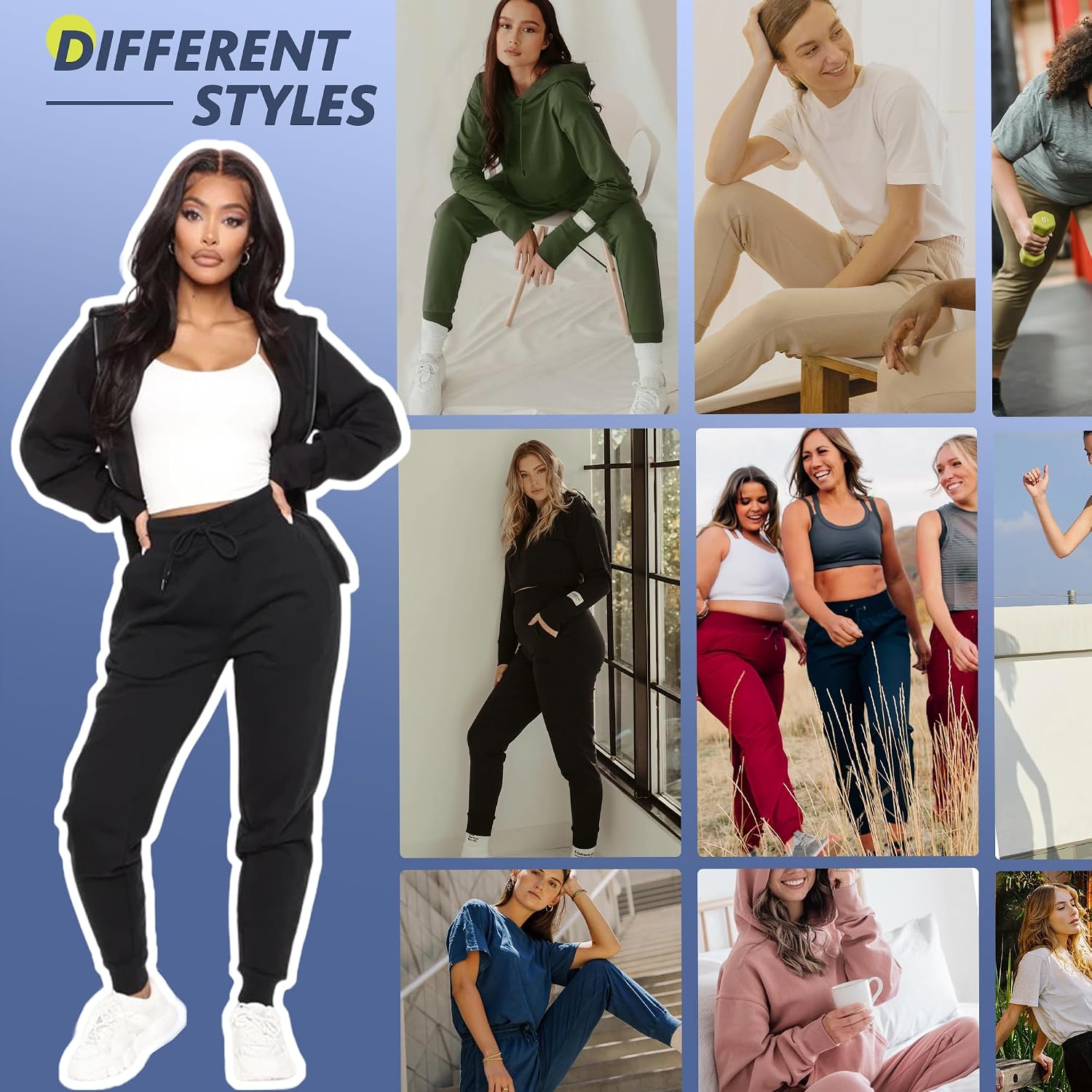 Detalle de 4 Pack Joggers for Women - Lightweight Ultra-Soft Sweatpants with Pockets