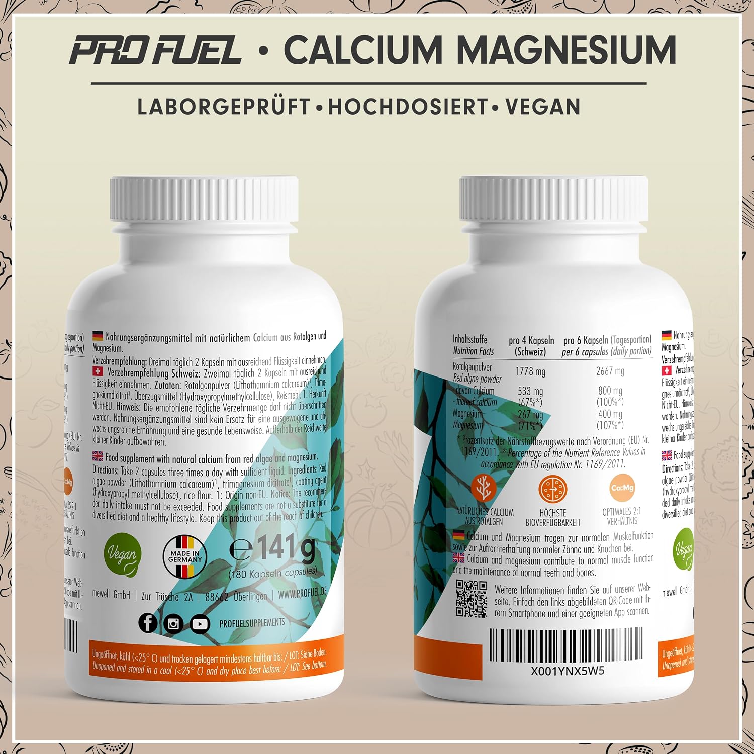 Thumbnail 5 de Calcium & Magnesium 180 Kapseln hochdosiert — 800 mg Calcium + 400 mg Magnesium 💊