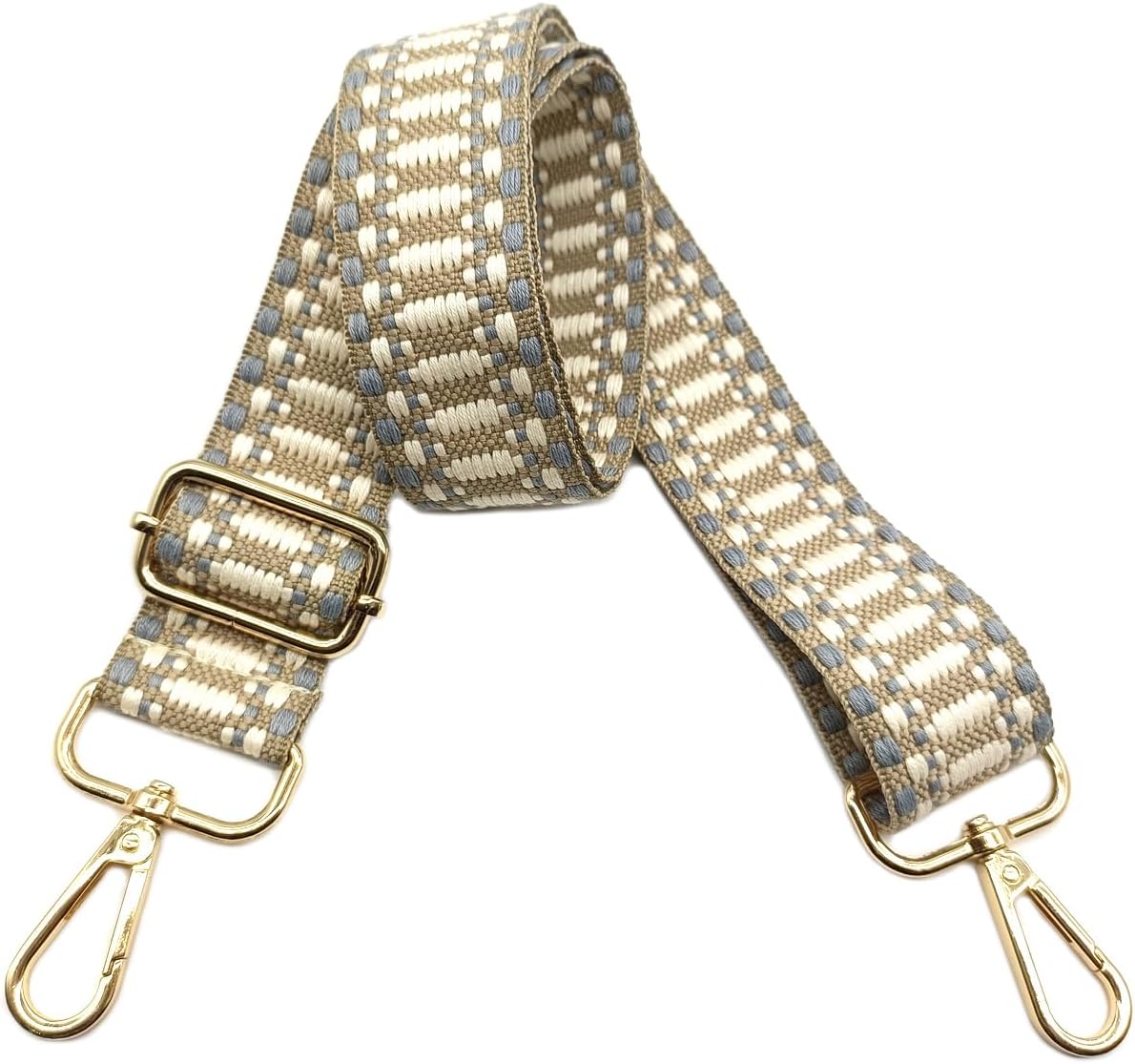 Thumbnail 2 de Verstellbarer Schultergurt Tasche Khaki Beige Grau (80–130 cm) – 3,8 cm breit, mit Karabiner (Gold) zum Wechseln