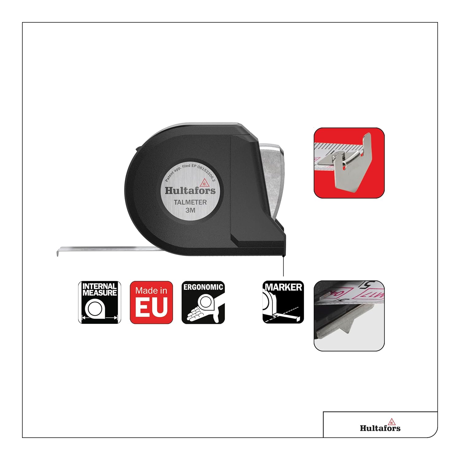 Detalle de Hultafors Talmeter 3 m tape measure with marking function 📏