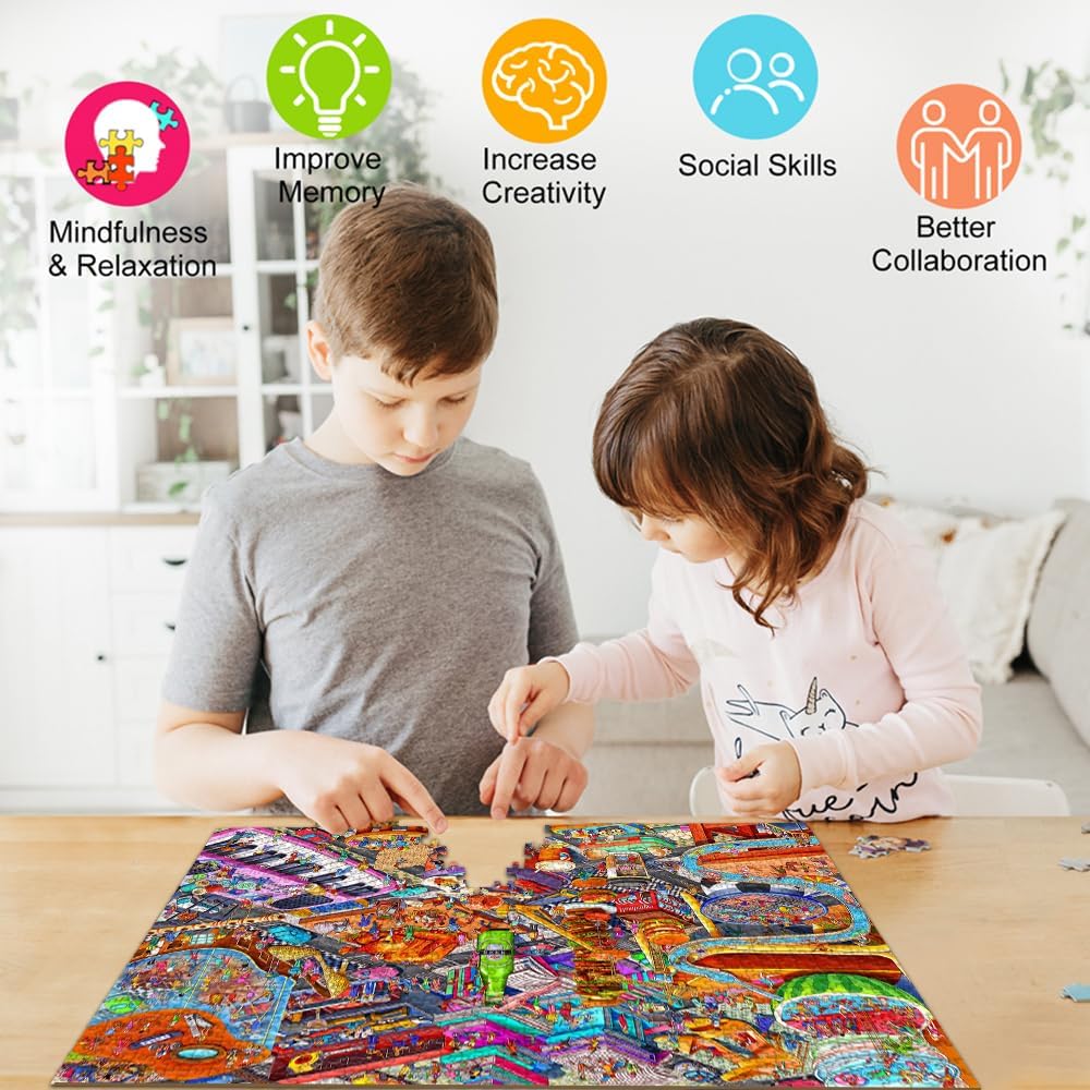 Detalle de Little People’s World 1000-Piece Jigsaw Puzzle for Adults – Challenging Theme from Lilliputian Parties