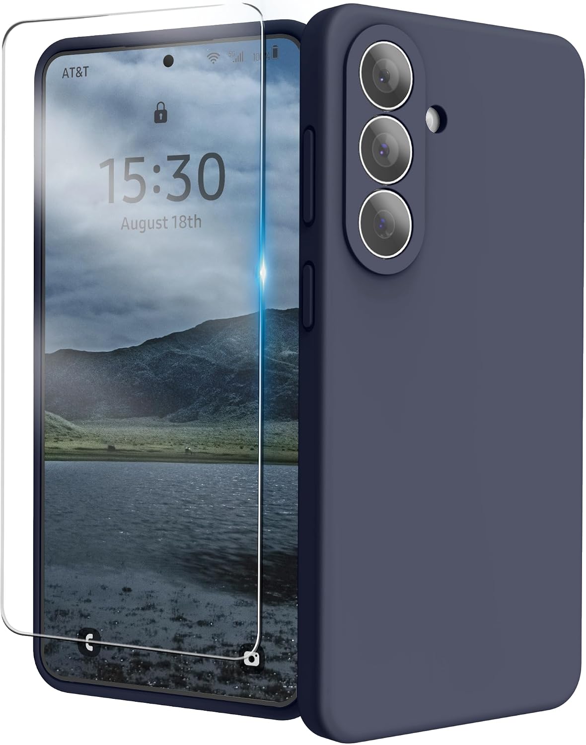 Detalle de INGIDO Hülle für Samsung Galaxy S26 Plus – Liquid Silikon Schutzhülle mit Kameraschutz, Mitternachtsblau (6,7 Zoll, 2026)