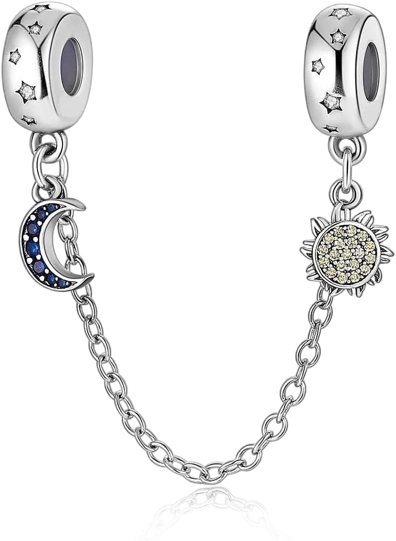 Detalle de LMLMECREA Damen Sicherheitskette 925 Silber – Clip Charm mit Gänseblümchen