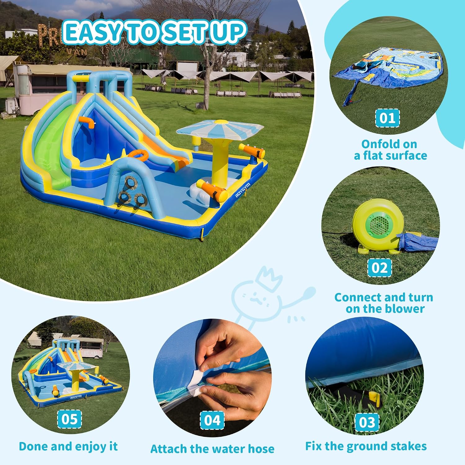 Detalle de Inflatable Water Park for Kids 16.4 ft × 14.1 ft