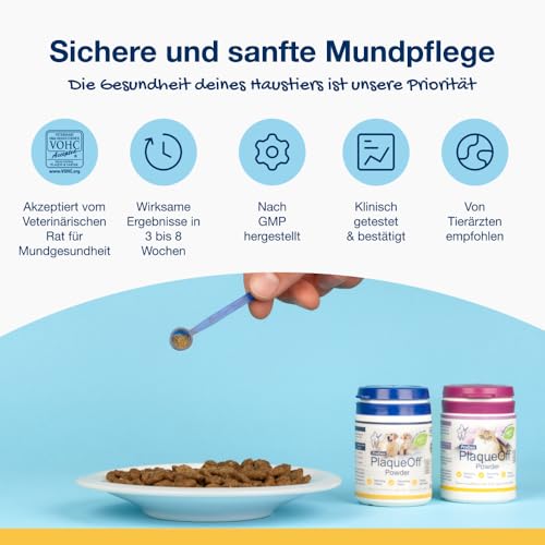 Detalle 2 de ProDen PlaqueOff Zahnpulver für Hunde & Katzen 60 g – Natürliche Zahnpflege mit Meeresalgen