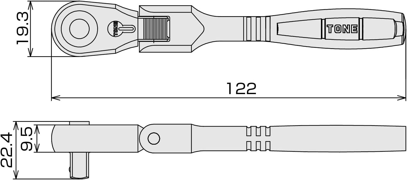 Detalle de トネ RH3FCH コンパクト首振ラチェットハンドル 9.5mm差込角・ホールドタイプ