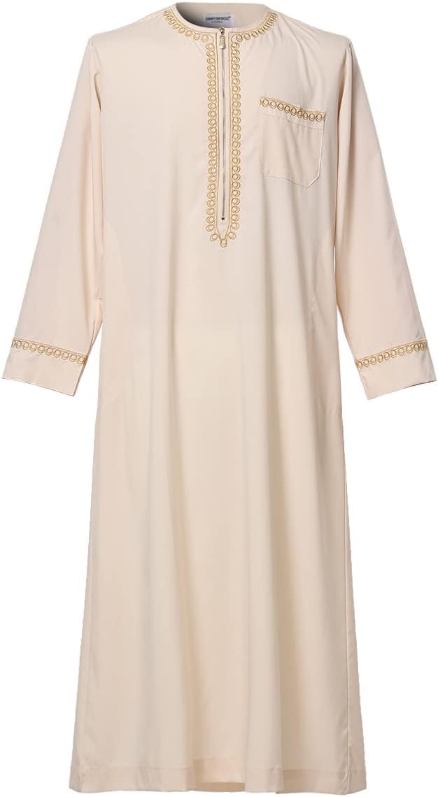 Detalle de CAMDOM Herren Kaftan für Nahen Osten & arabischen Stil mit V-Ausschnitt (Thobe-Look)