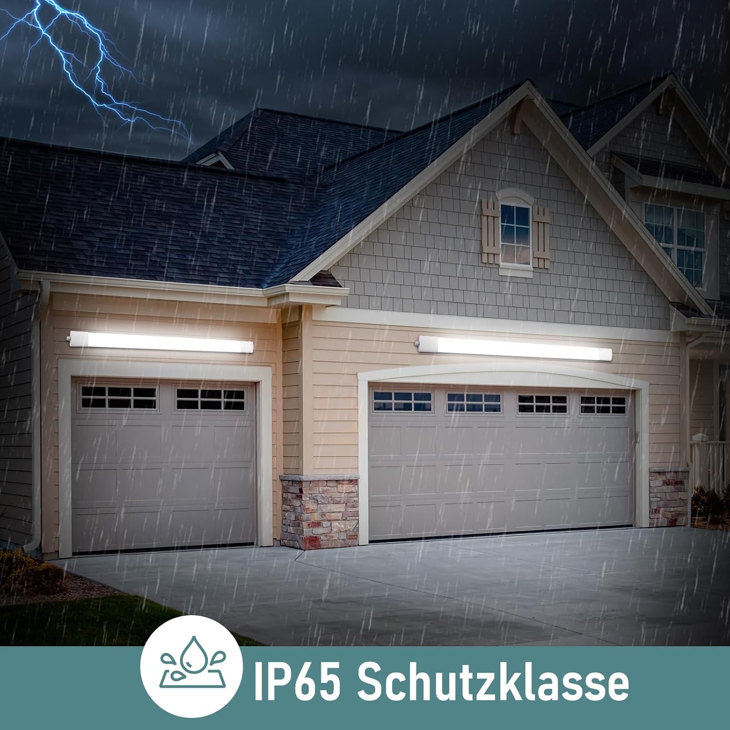 Thumbnail 2 de IEGLED LED-Deckenleuchte 60 cm im 2er Pack: IP65 Feuchtraumlampe mit 20 W, 2200 lm in Neutralweiß (4000 K)