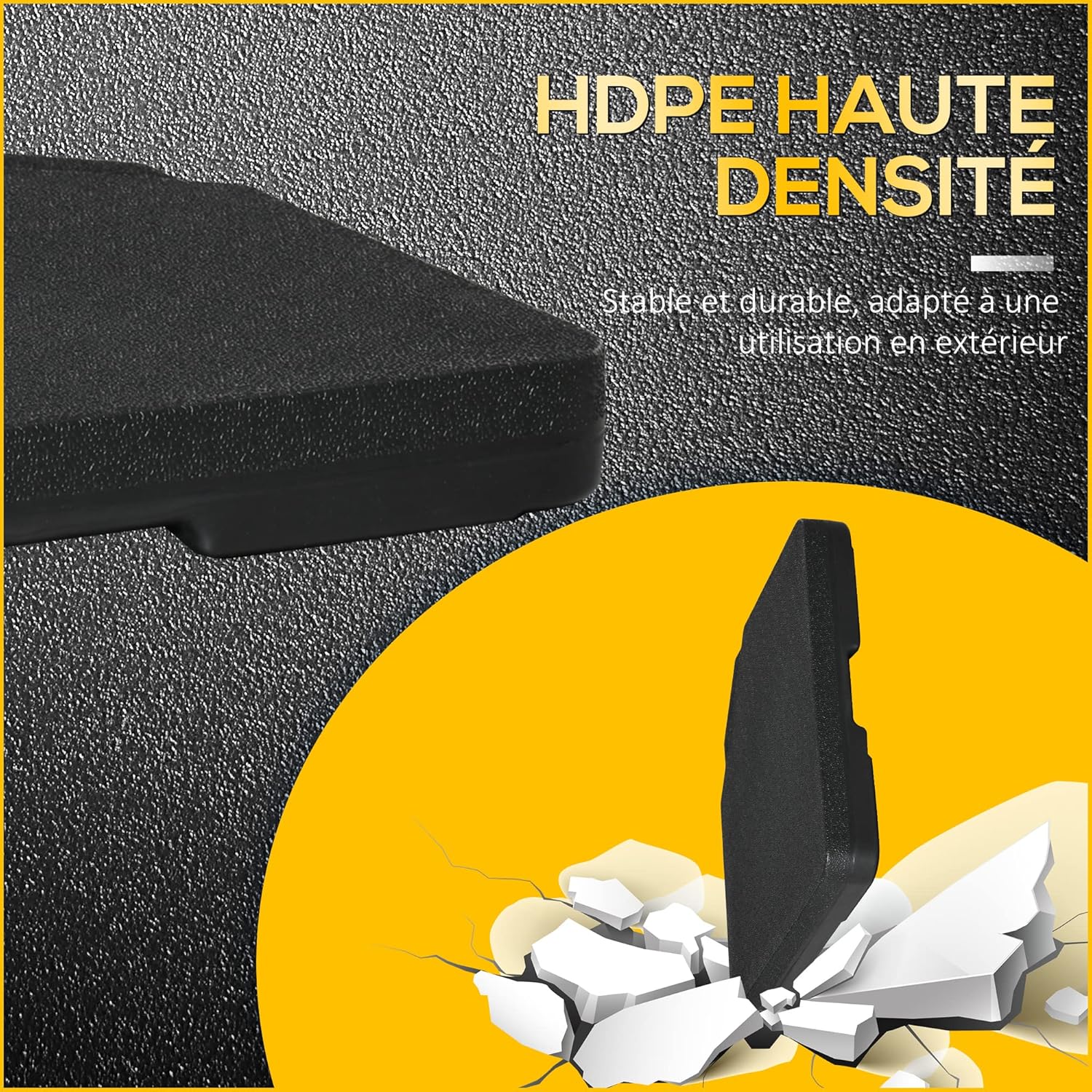Thumbnail 3 de Outsunny Lestages pour parasols en 4 dalles HDPE (à remplir d’eau ou de sable) jusqu’à 60/70 kg – Noir