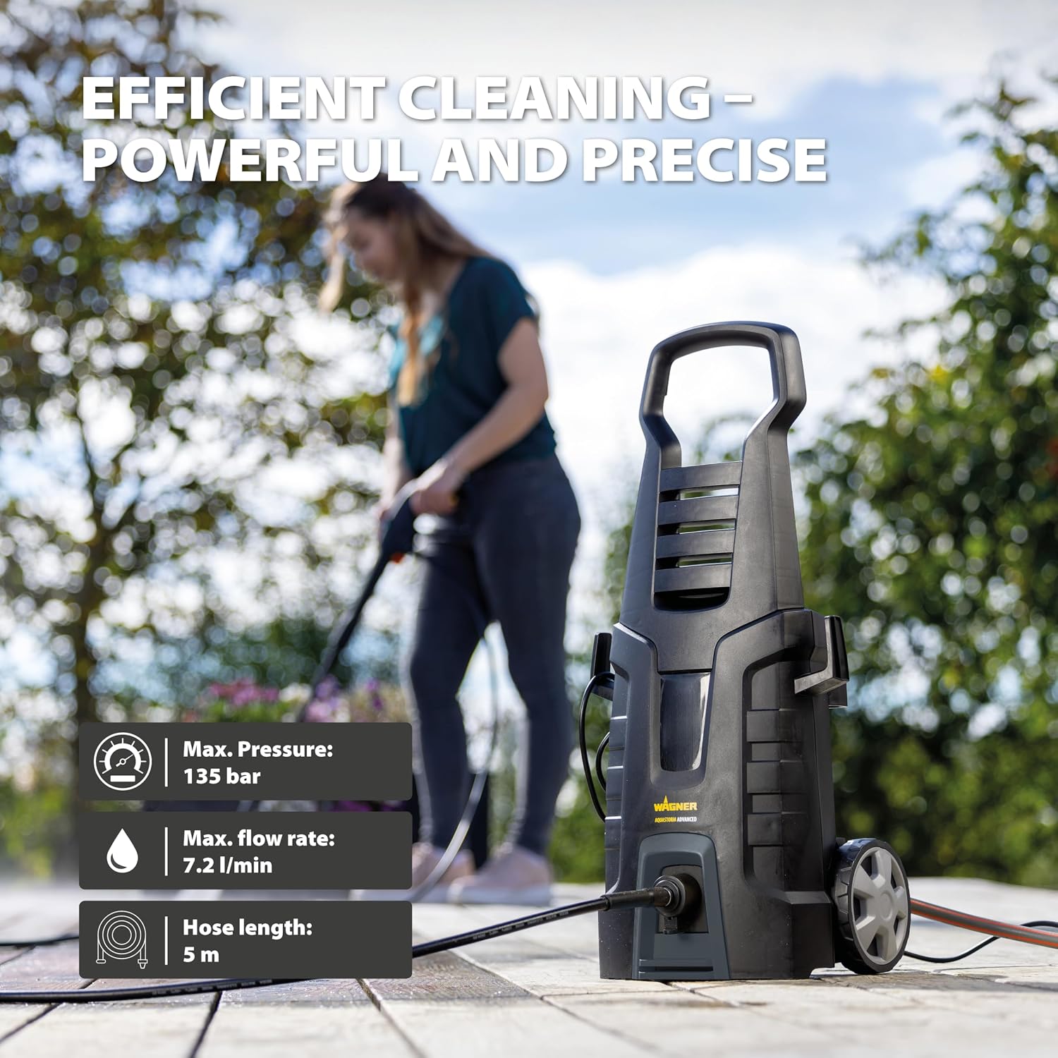 Thumbnail 4 de WAGNER Aquastorm Advanced pressure washer with Standard & Turbo nozzles and 5 m high-pressure hose