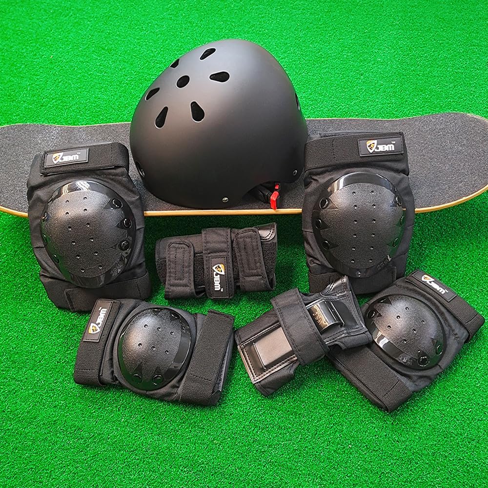 Detalle de JBM Adult & Kid Skating Protective Gear Set: Helmet, Knee & Elbow Pads, Wrist Guards for Beginners to Pros