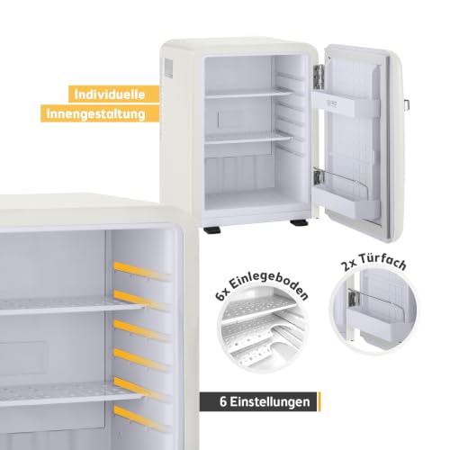 Detalle 2 de TZS First Austria Retro Mini Kühlschrank 40L – lautlos, Vintage-Design cremefarben