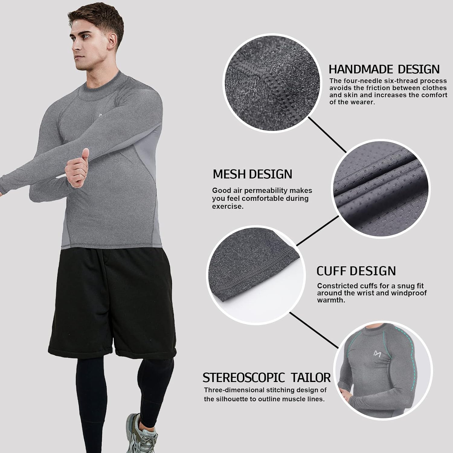 Thumbnail 4 de MEETYOO Kompressionsshirt Herren – Langarm Funktionst-Shirt für Training und Alltag
