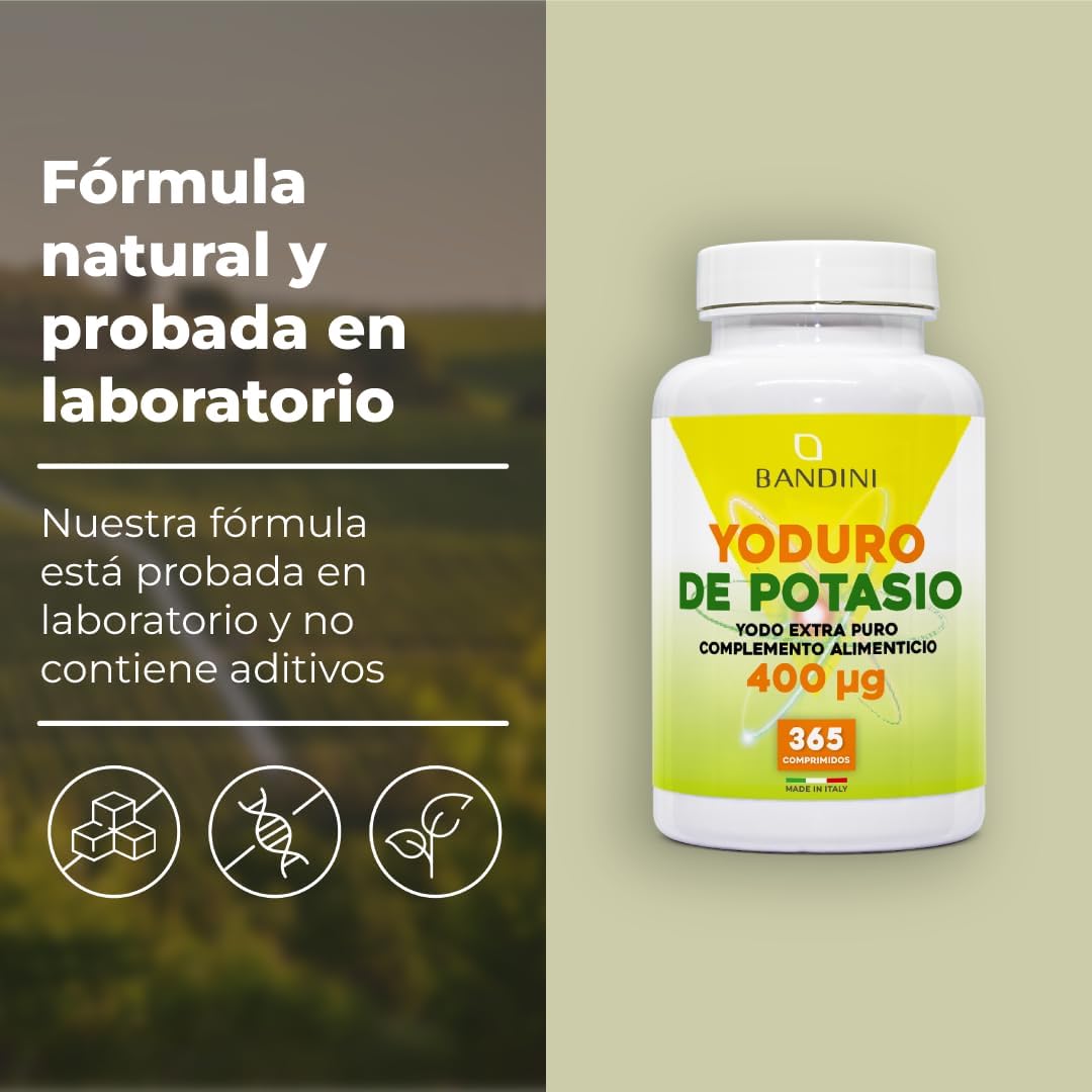 Detalle 2 de Bandini® Yodo 400 mcg - 365 Tabletas Veganas