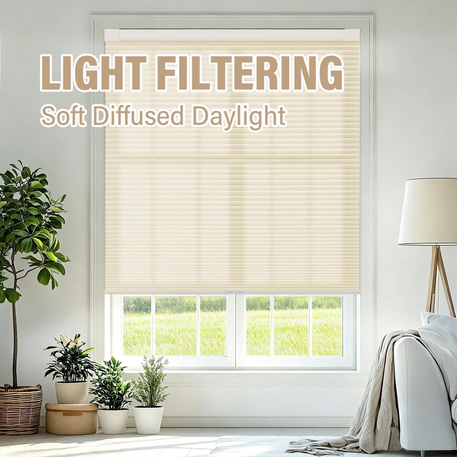 Thumbnail 5 de AOSKY CS01 Cordless Cellular Shade, 43" x 48", Beige Light Filtering