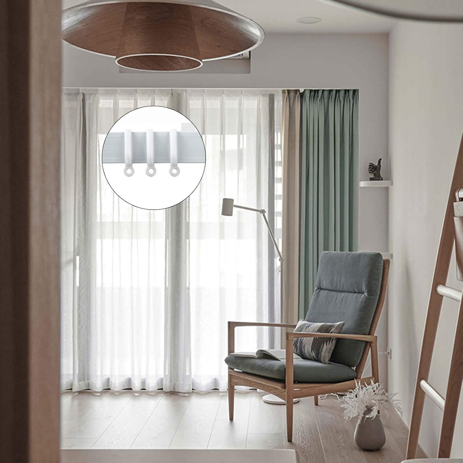 Thumbnail 3 de OLaiXin 50 Pack Curtain Track Hooks & Gliders (Plastic) – White, for Old Tracks