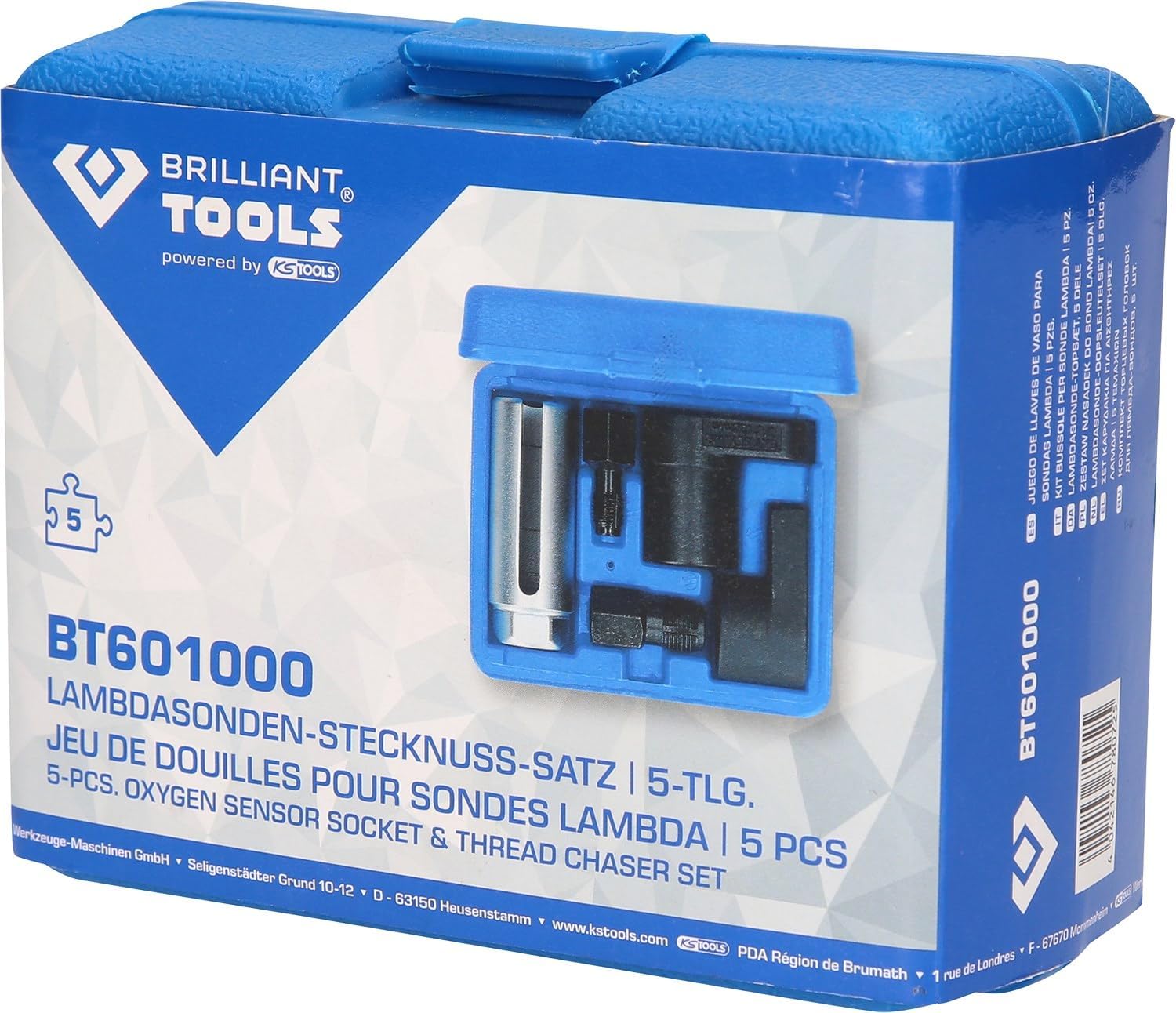 Detalle 2 de BRILLIANT TOOLS BT601000 Lambda Probe Socket Set, 5-Piece Chrome Vanadium