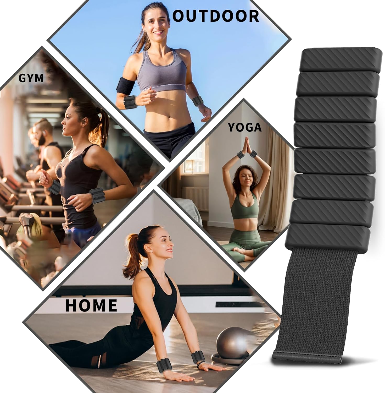 Detalle de Wrist & Ankle Weights for Women — 2×1lb Adjustable Silicone Weights Set (Total 2lbs)