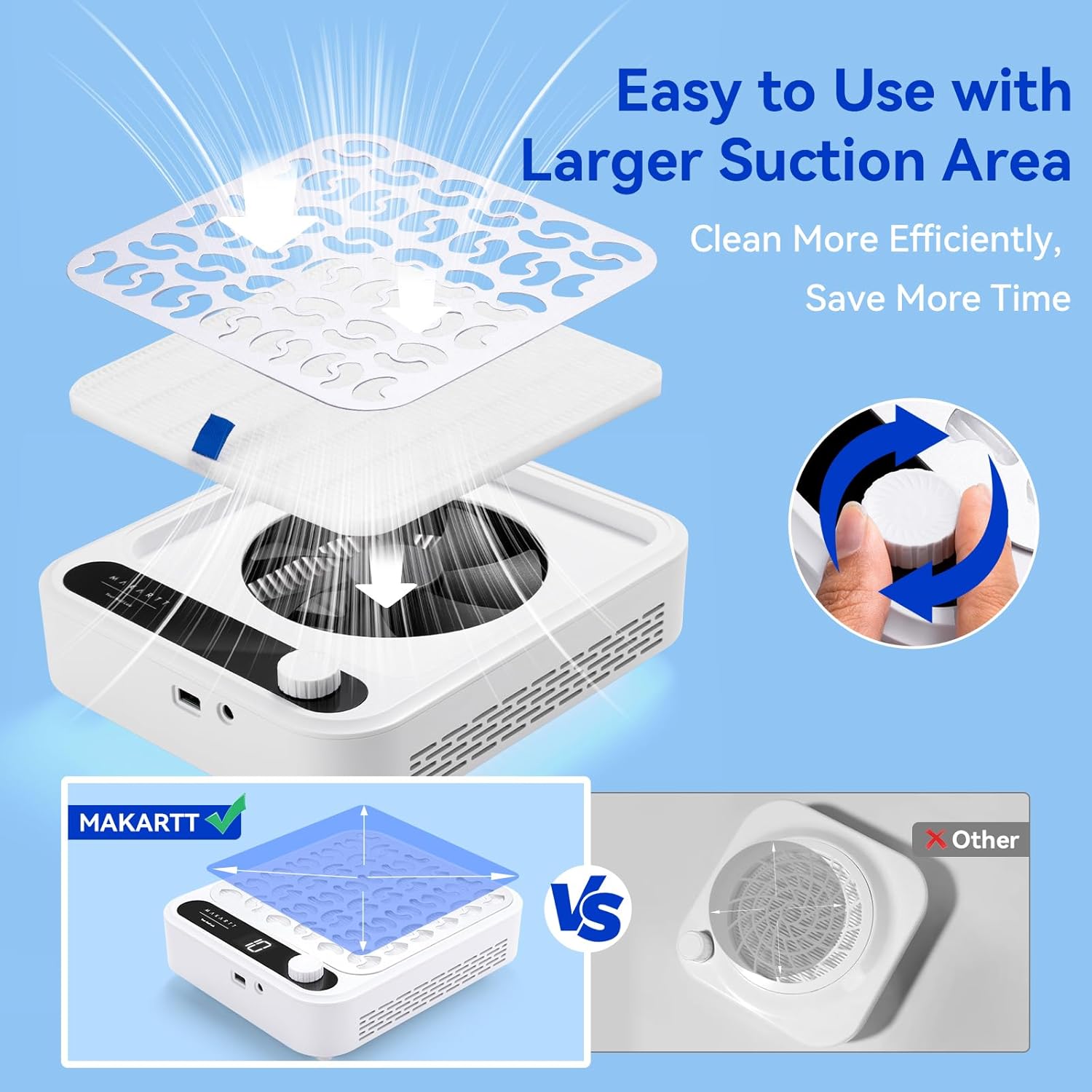 Thumbnail 3 de Makartt Nail Dust Collector (Larina) with Adjustable Suction, LED Display, and Reusable Filter