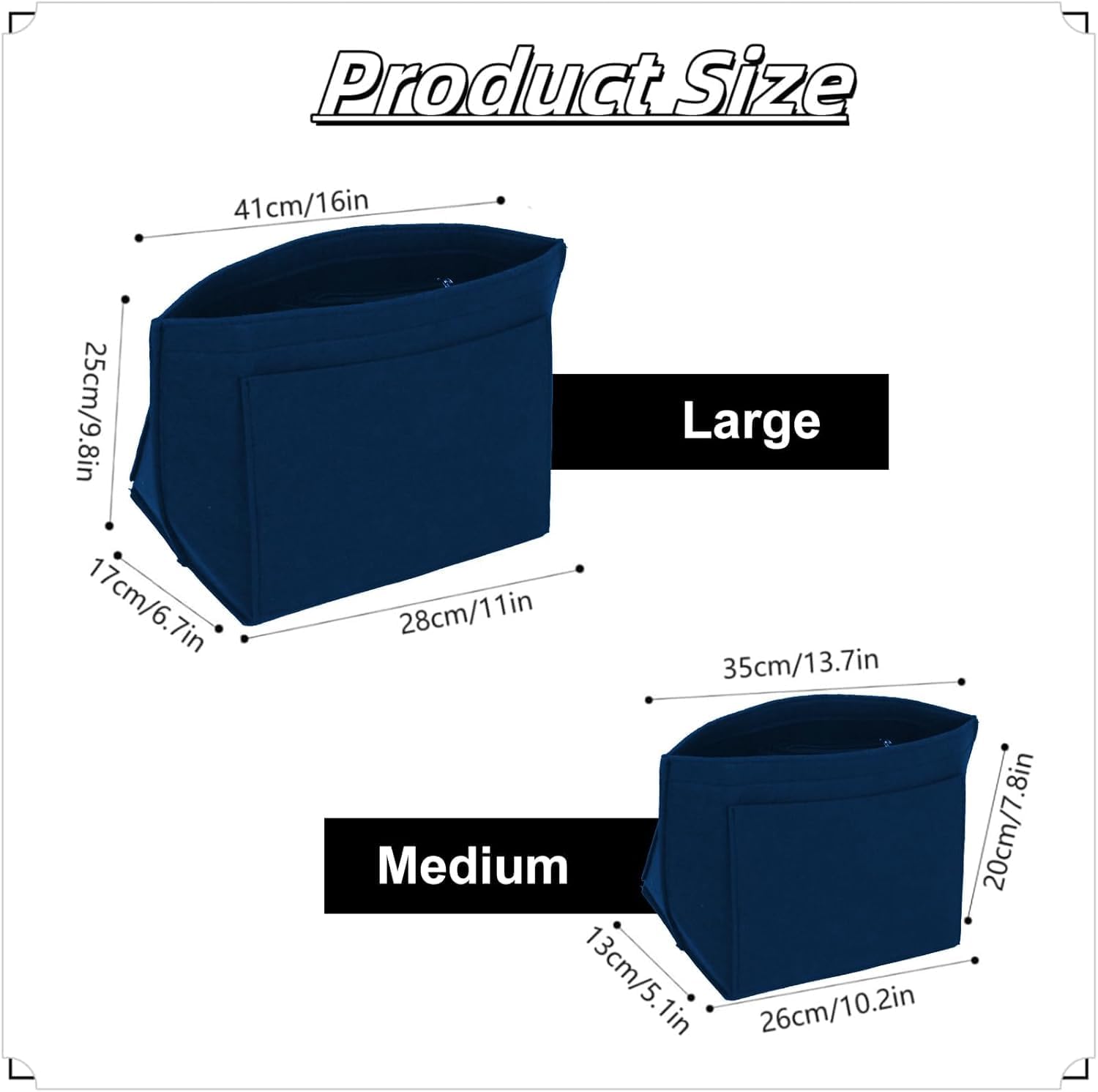 Detalle 2 de HYEPNED Bag Wallet Insert Organizer for Longchamp Tote (Blue, M) – Multi-Pocket Felt Insert