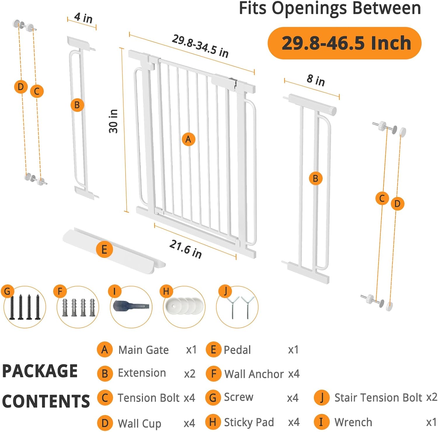Detalle de Baby Gate, 29.8–46.5-Inch Adjustable Width