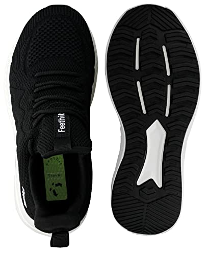 Detalle 2 de Feethit Zapatillas Hombre para Caminar y Running – Negro/Blanco, Talla 42