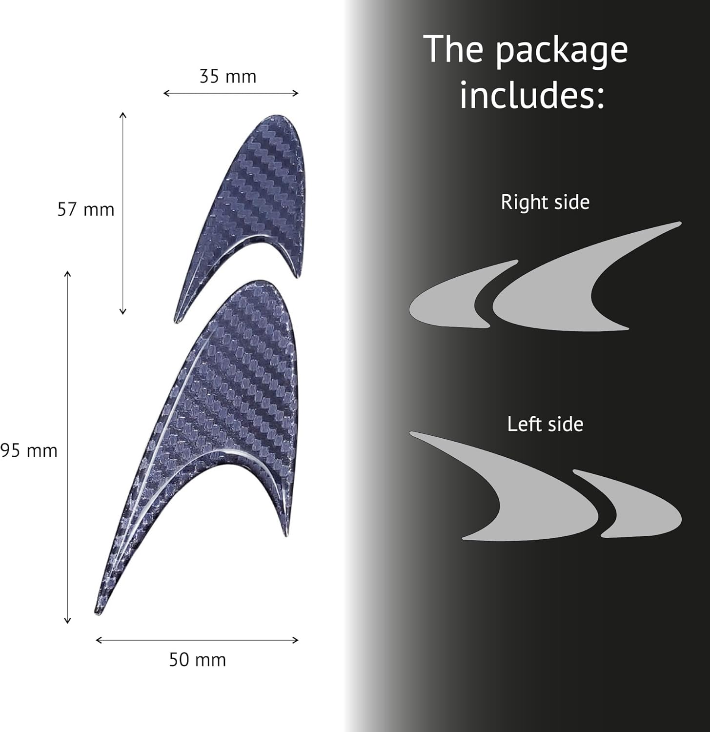 Thumbnail 1 de Fregi Adesivi 3D Racing Wing, Carbon Dx + Sx (2 pezzi) – 14 x 5,5 cm