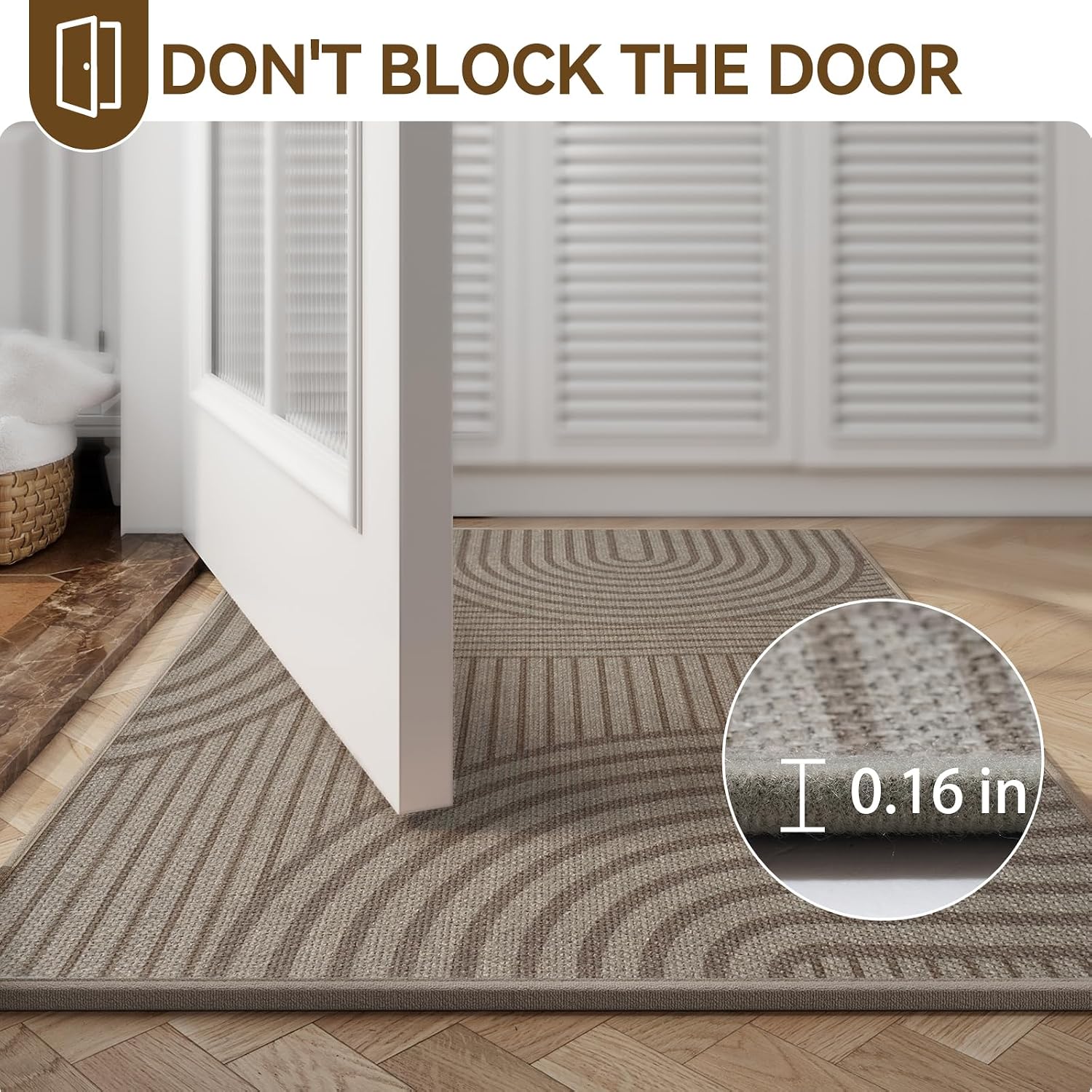 Thumbnail 6 de YDKGL jmd-shanzhi Front Door Mat, 17" x 30", Brown, Low-Profile Indoor