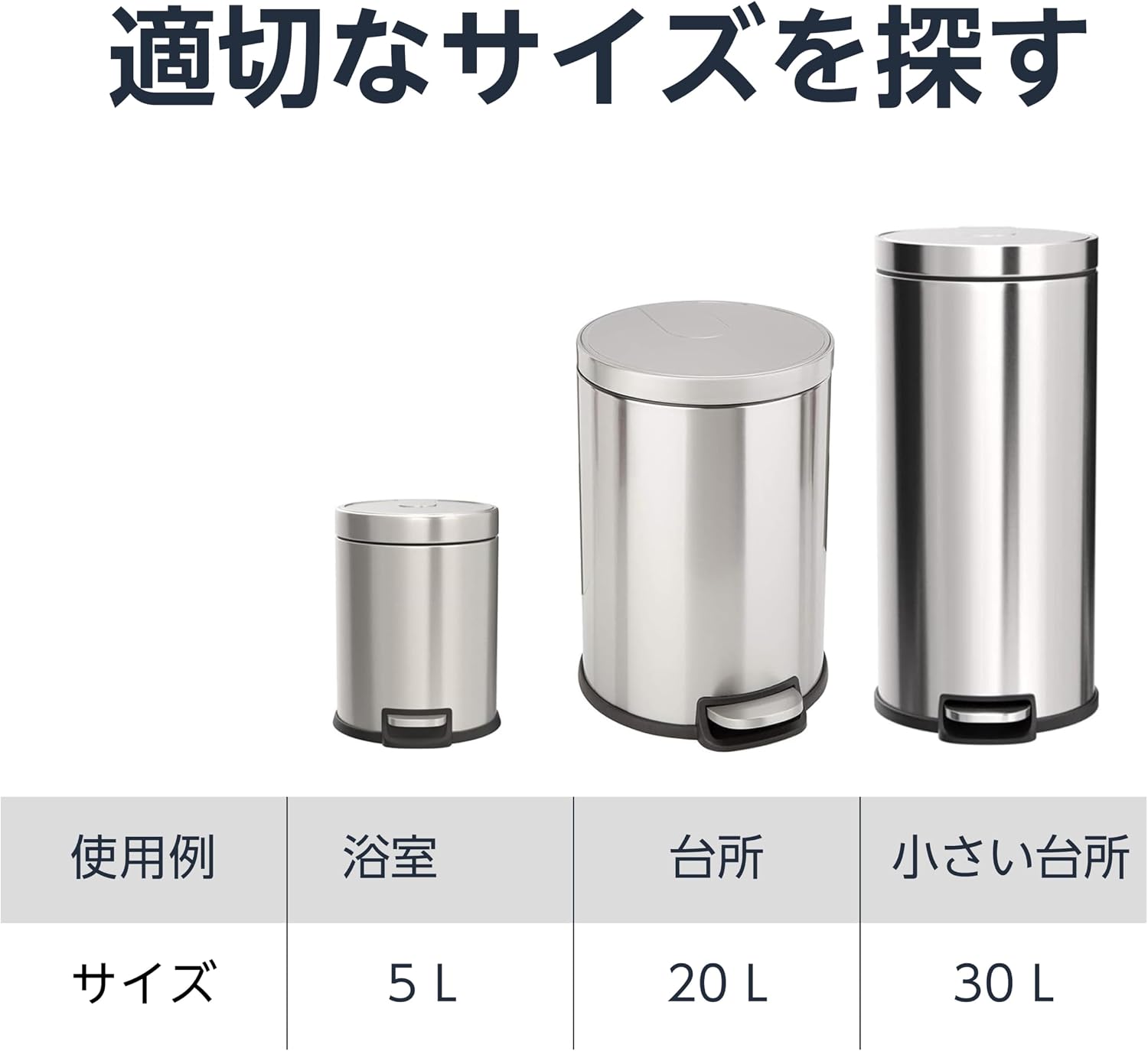 Thumbnail 6 de Amazonベーシック 5Lステンレス製ペダル式ゴミ箱 丸型・ソフトクローズふた付き