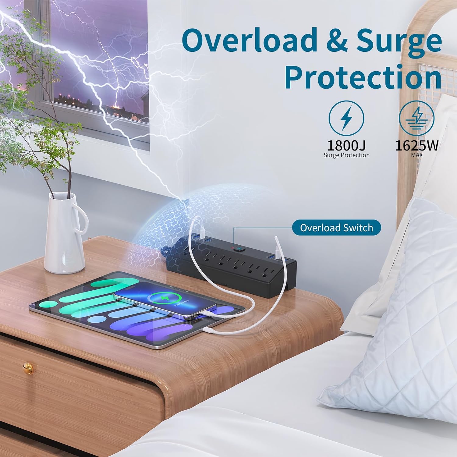 Detalle 2 de JXGUCAT Desk Clamp Power Strip 40W 🔌
