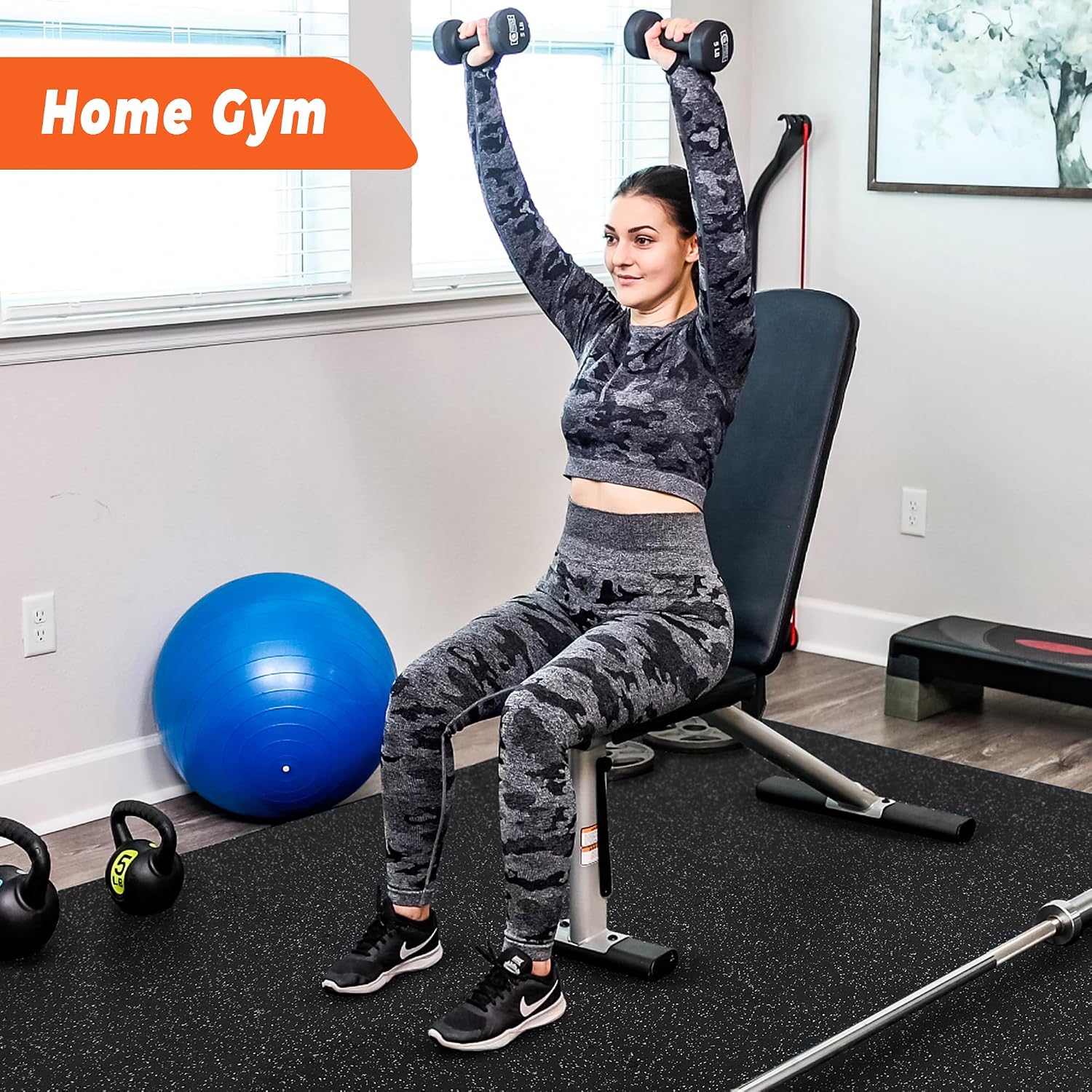 Detalle 2 de SUPERJARE Rubber Exercise Mats, 24 Pcs ⚙