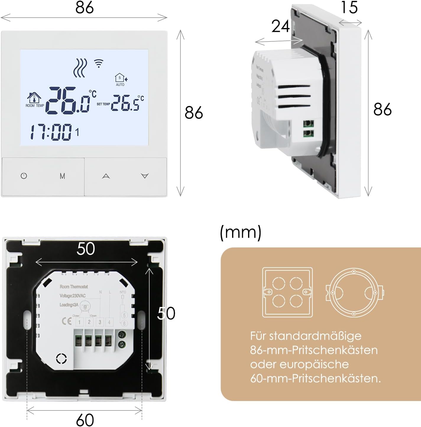 Thumbnail 5 de Beok 3A WiFi Thermostat für Fußbodenheizung