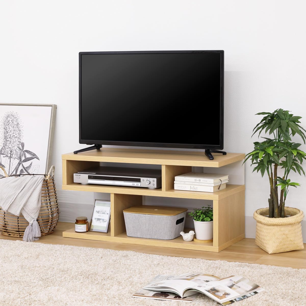 Detalle de 白井産業 ノアリス NAL-4080NA テレビ台 ナチュラルブラウン 32V型対応 S字オープン収納