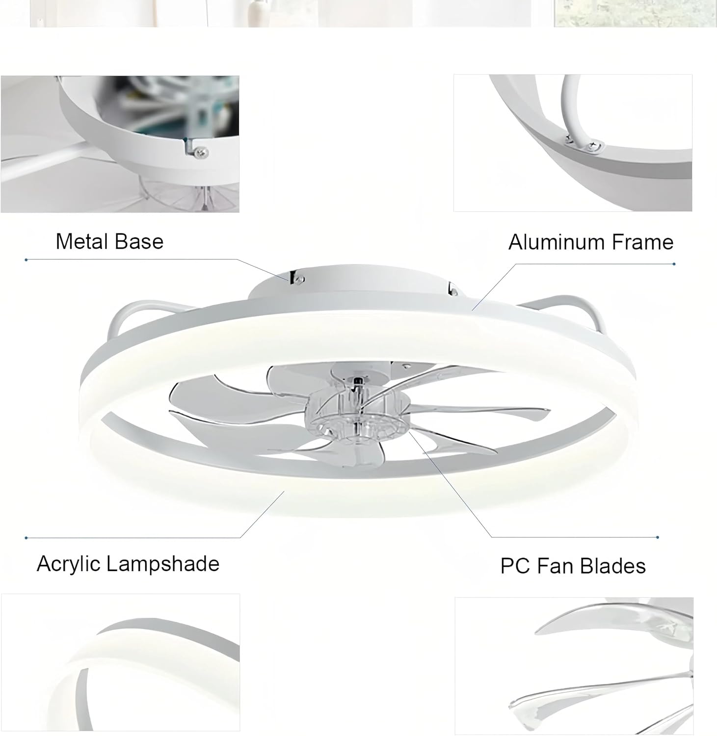 Detalle de DWDVBL 50CM smart ceiling fan with remote
