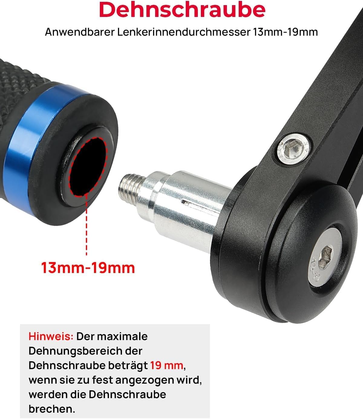 Thumbnail 1 de KEMIMOTO Lenkerendenspiegel für Motorrad (E-geprüft), 2 Stück, universal für 7/8" (22 mm) Lenker, 360° drehbar