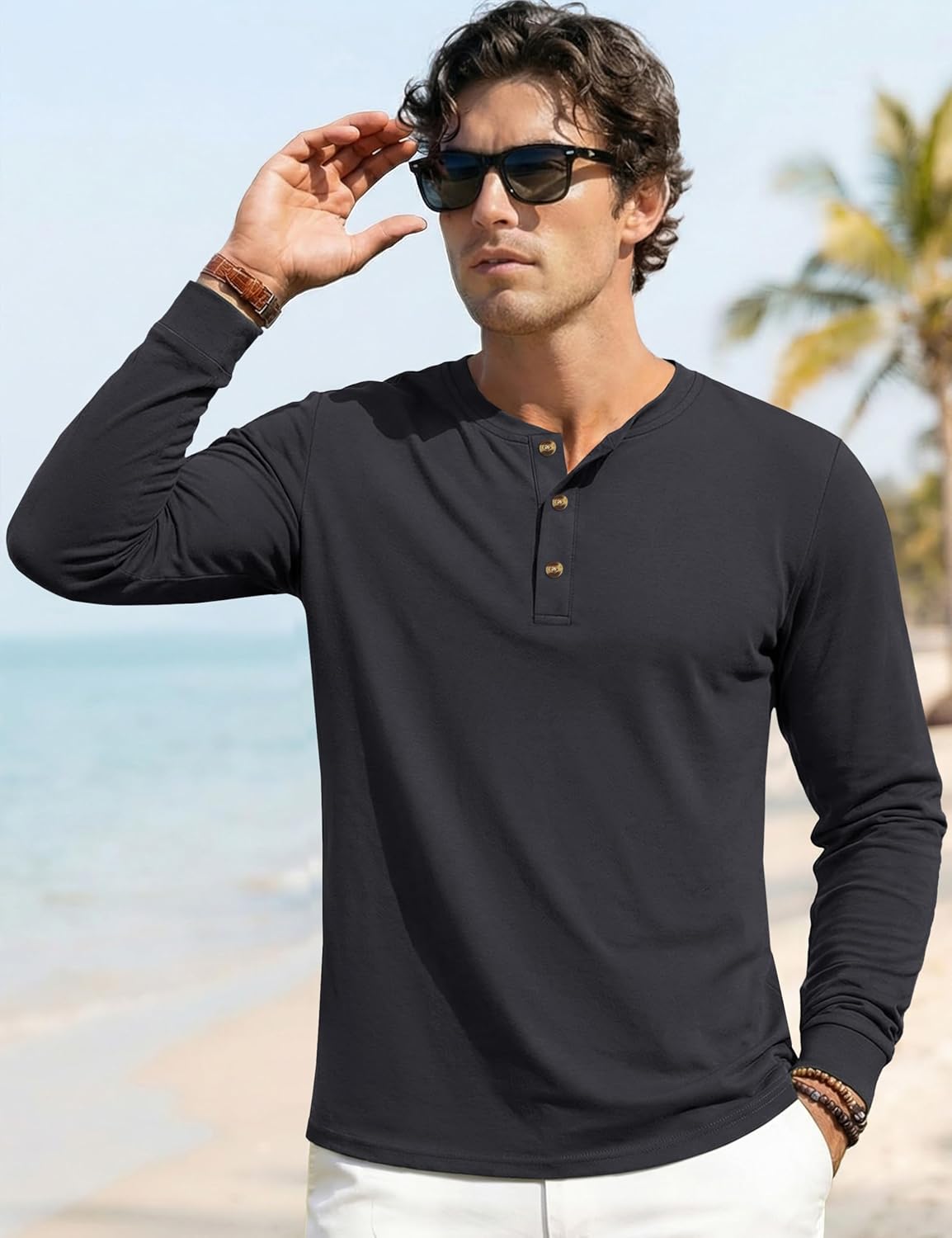 Thumbnail 1 de MAGNIVIT Men's Long Sleeve Henley Shirt 2025