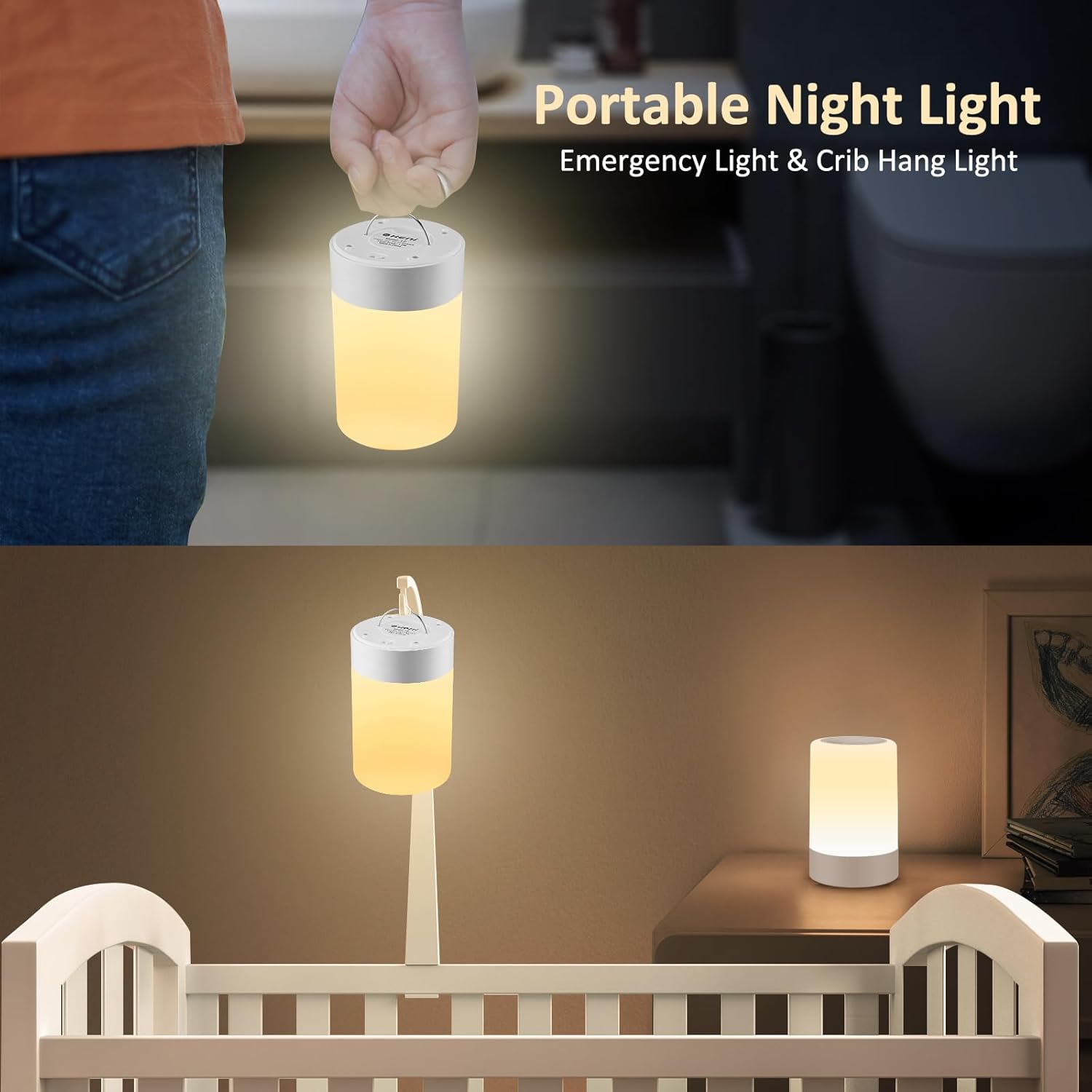 Detalle de G Keni Nursery Night Light for Baby: USB rechargeable, dimmable with memory, warm LED for bedtime