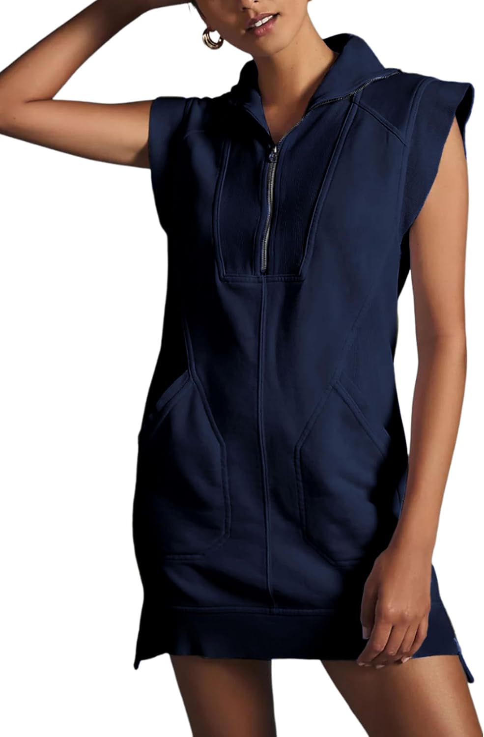 Thumbnail 6 de Qiaomai Women's Half Zip Sweatshirt Dress: Relaxed Summer Tunic with Pockets