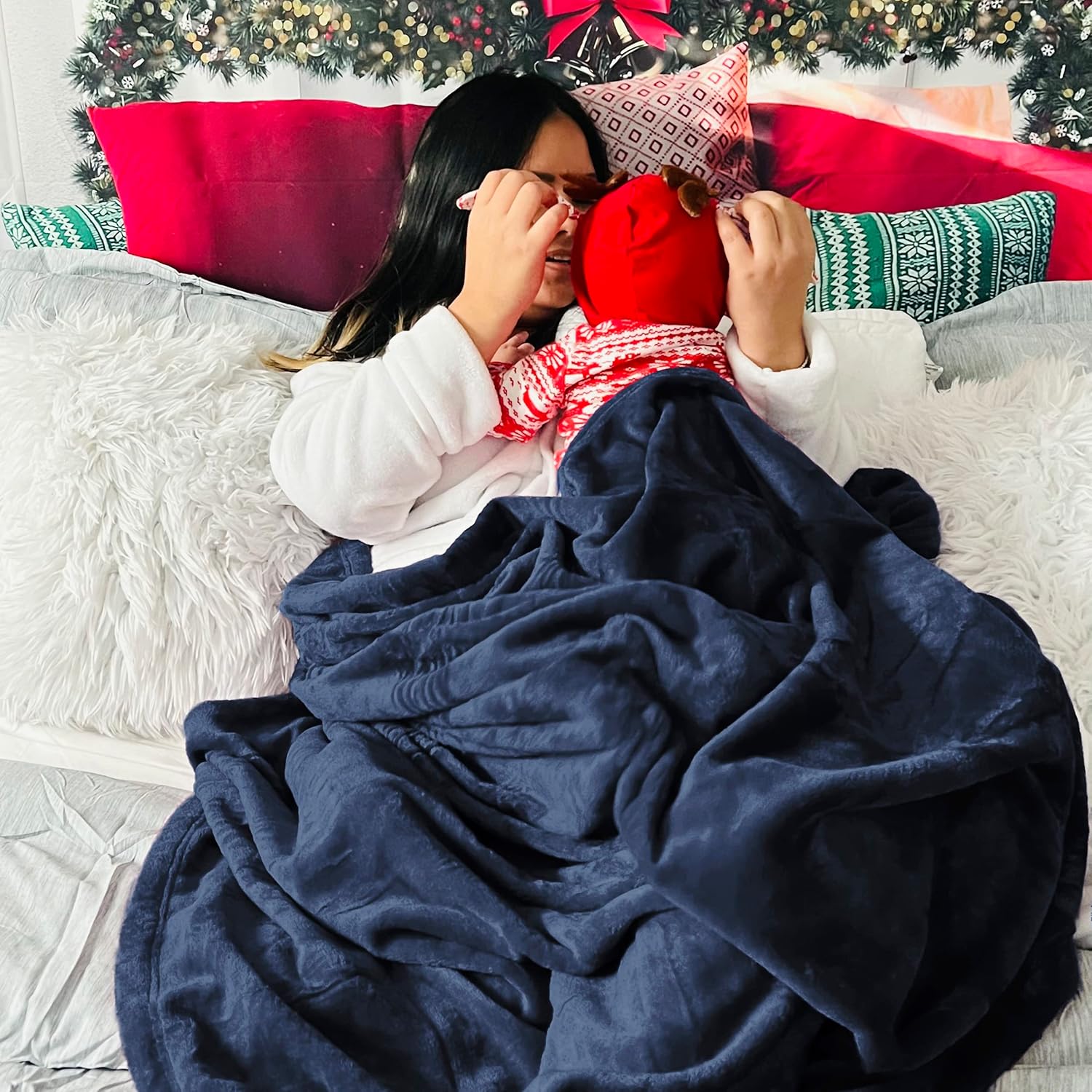 Thumbnail 5 de Bedsure Fleece Blanket King Size – Navy Blue, 270x230 cm: Soft, Warm and Durable Throw