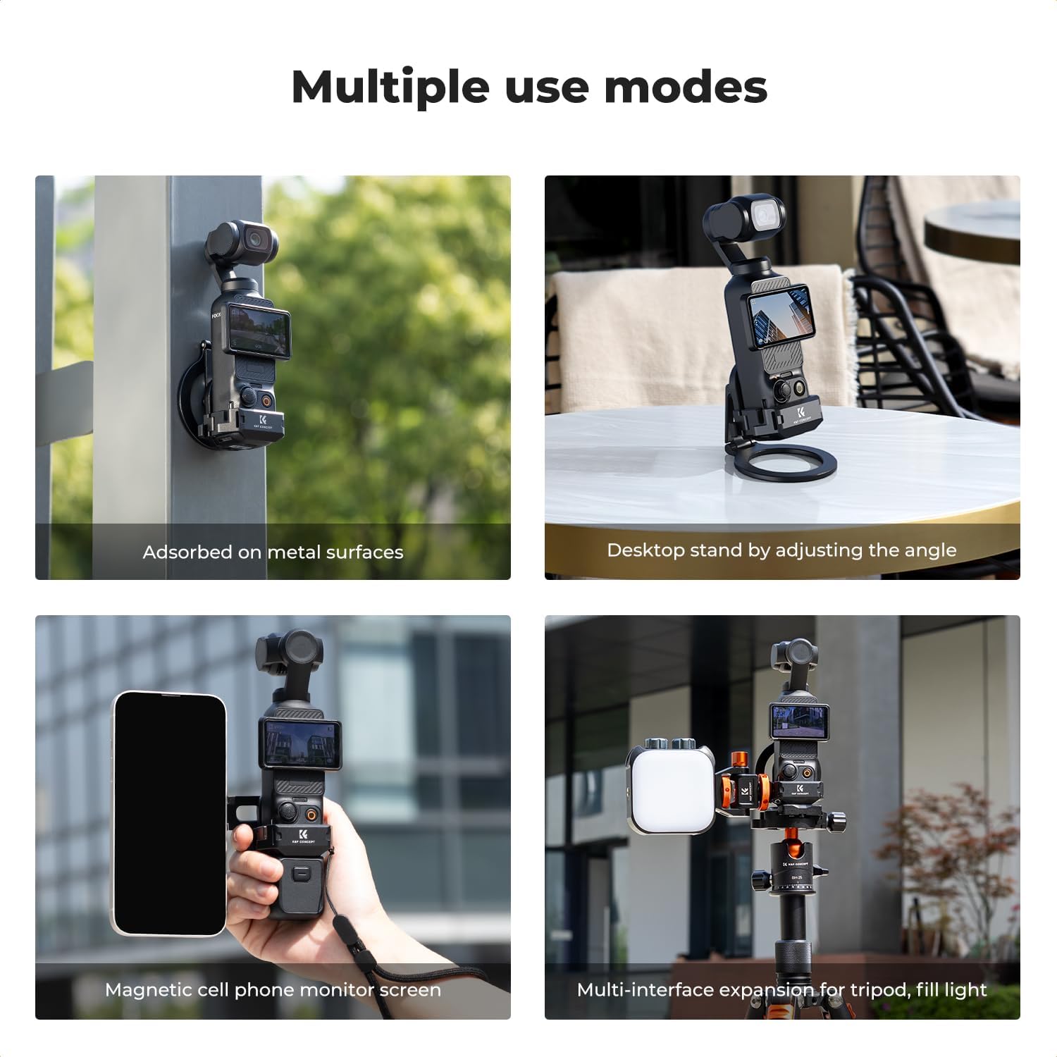 Thumbnail 5 de K&F CONCEPT magnetischer Halteständer für DJI Osmo Pocket 3 – Erweiterungsadapter mit 1/4”-Schraublöchern, Cold Shoe und 360°-Einstellung