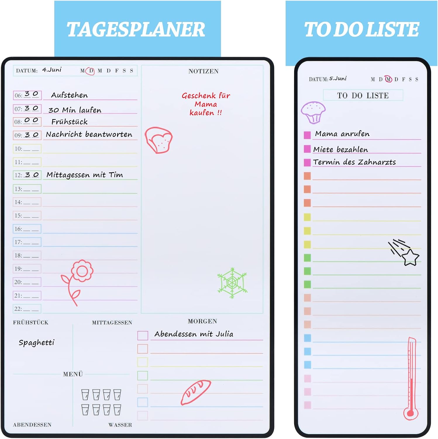 Thumbnail 6 de POPRUN Whiteboard Magnetisch – 4er-Set Familienplaner inkl. Wochen-, Monats-, Tagesplaner und To-Do-Liste