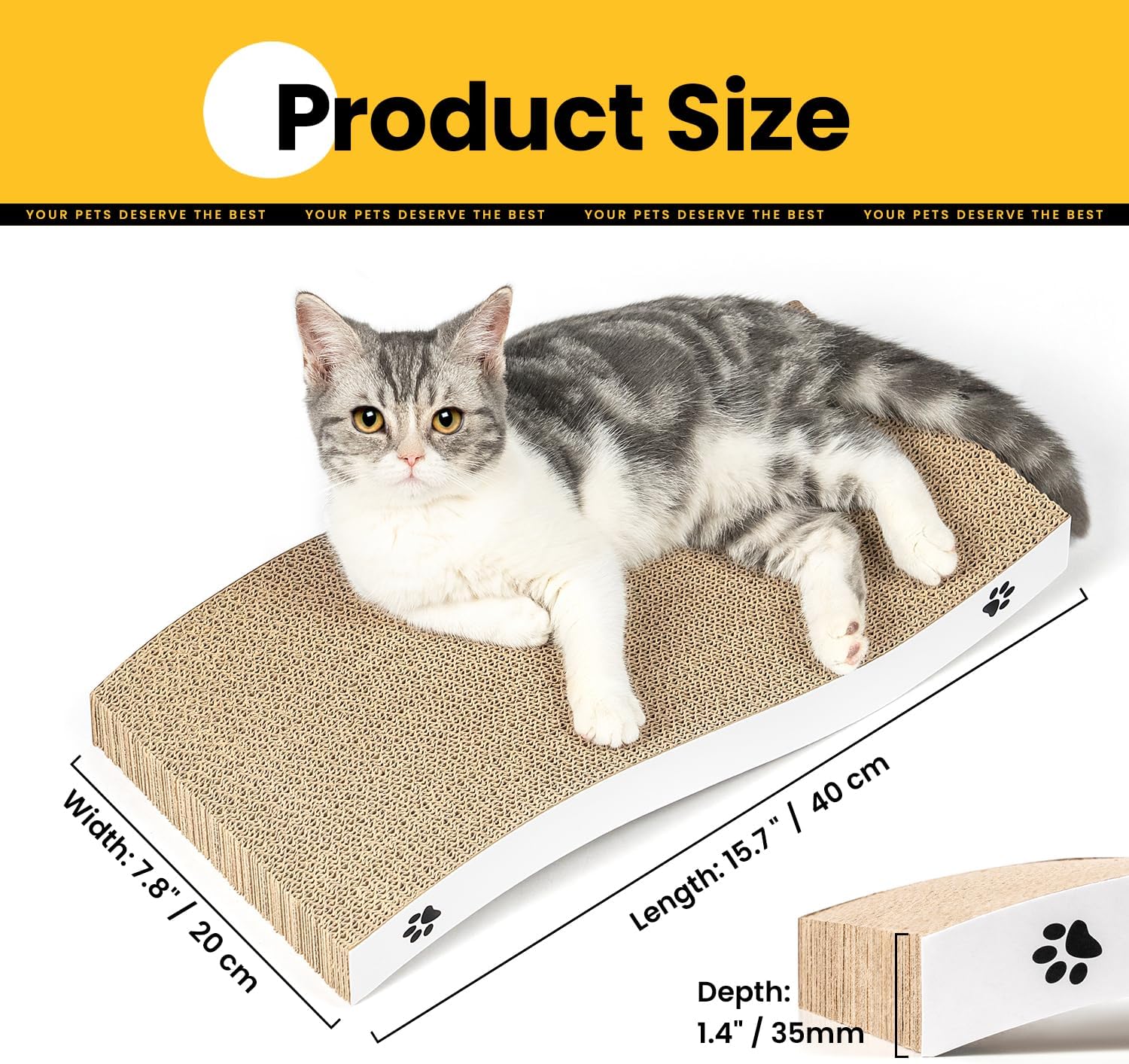 Detalle de Katzen Kratzbrett aus Pappe (2er-Pack) – Wellenform, langlebiger Kratzschutz für Sofa und Ecke
