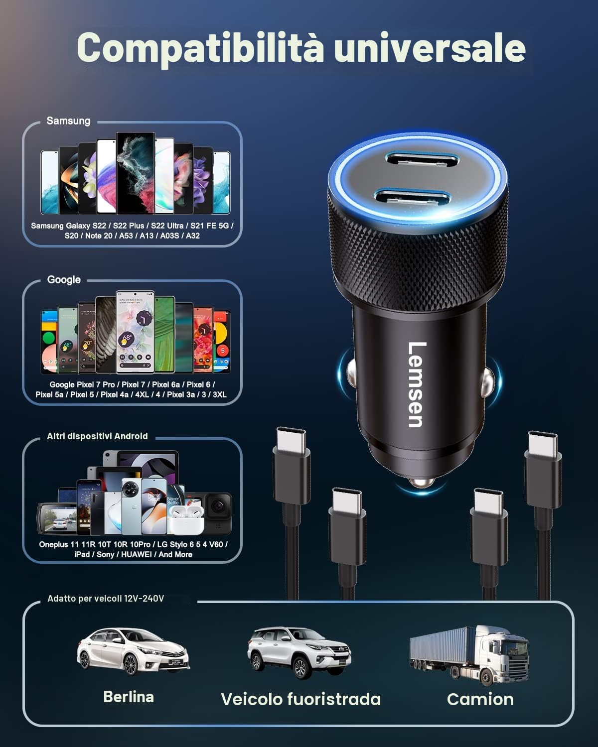 Thumbnail 6 de Caricatore Auto 60W 2 Porte USB-C