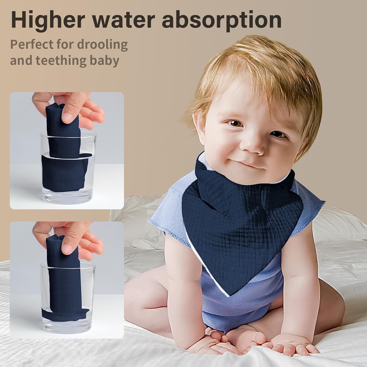 Thumbnail 1 de NISXABEBE 6er-Set Baby-Lätzchen aus Musselin mit verstellbaren Druckknöpfen – für Junge und Mädchen