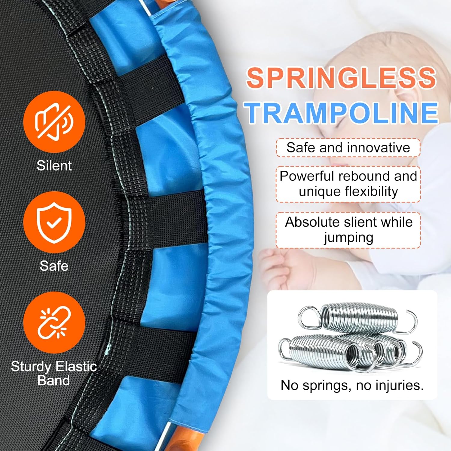 Detalle de ATIVAFIT 36'' Foldable Rebounder Trampoline with Big Handle and Safety Pad for Toddlers and Kids