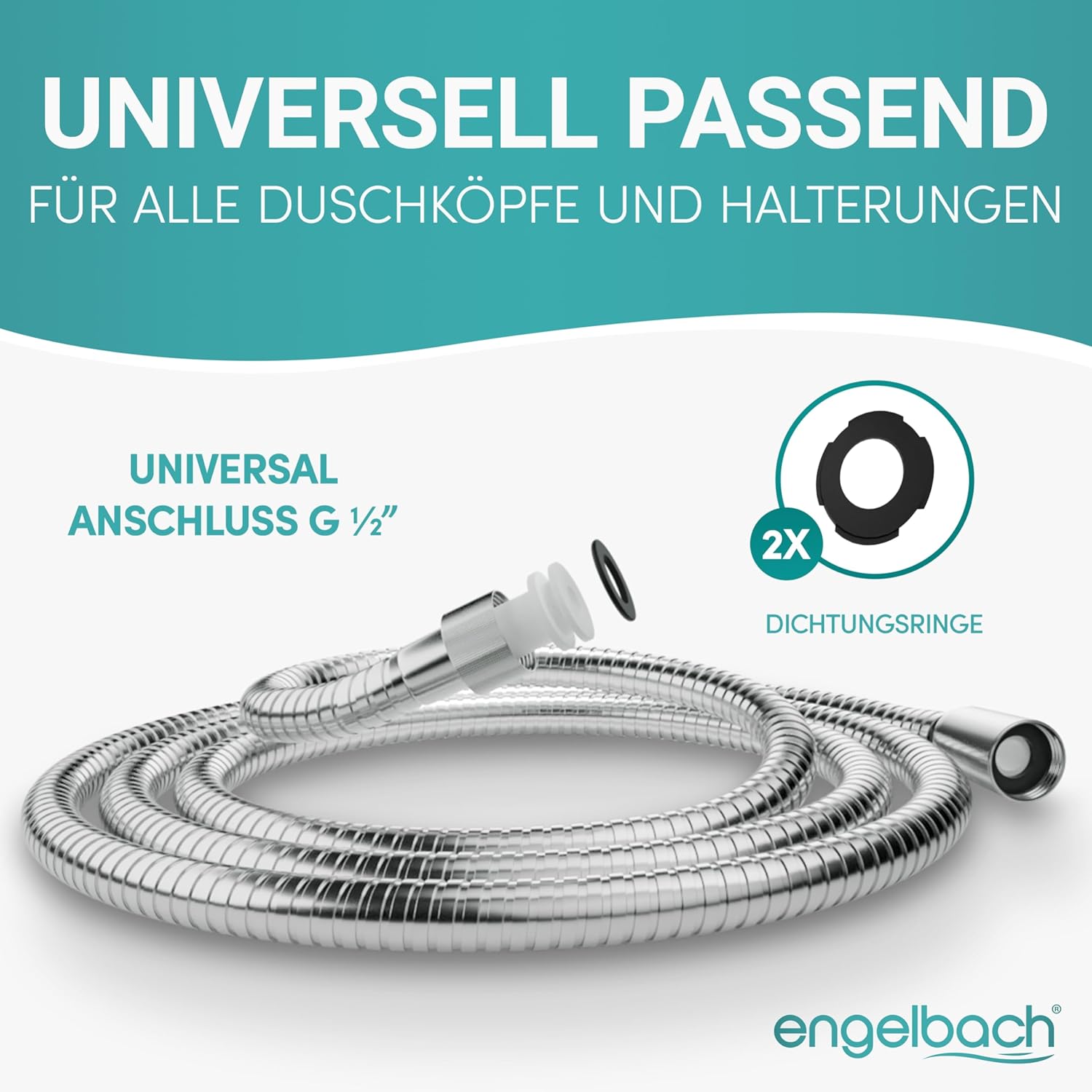Thumbnail 2 de Engelbach Duschschlauch 1,5 m aus Edelstahl – robust, knickgeschützt und Made in Germany