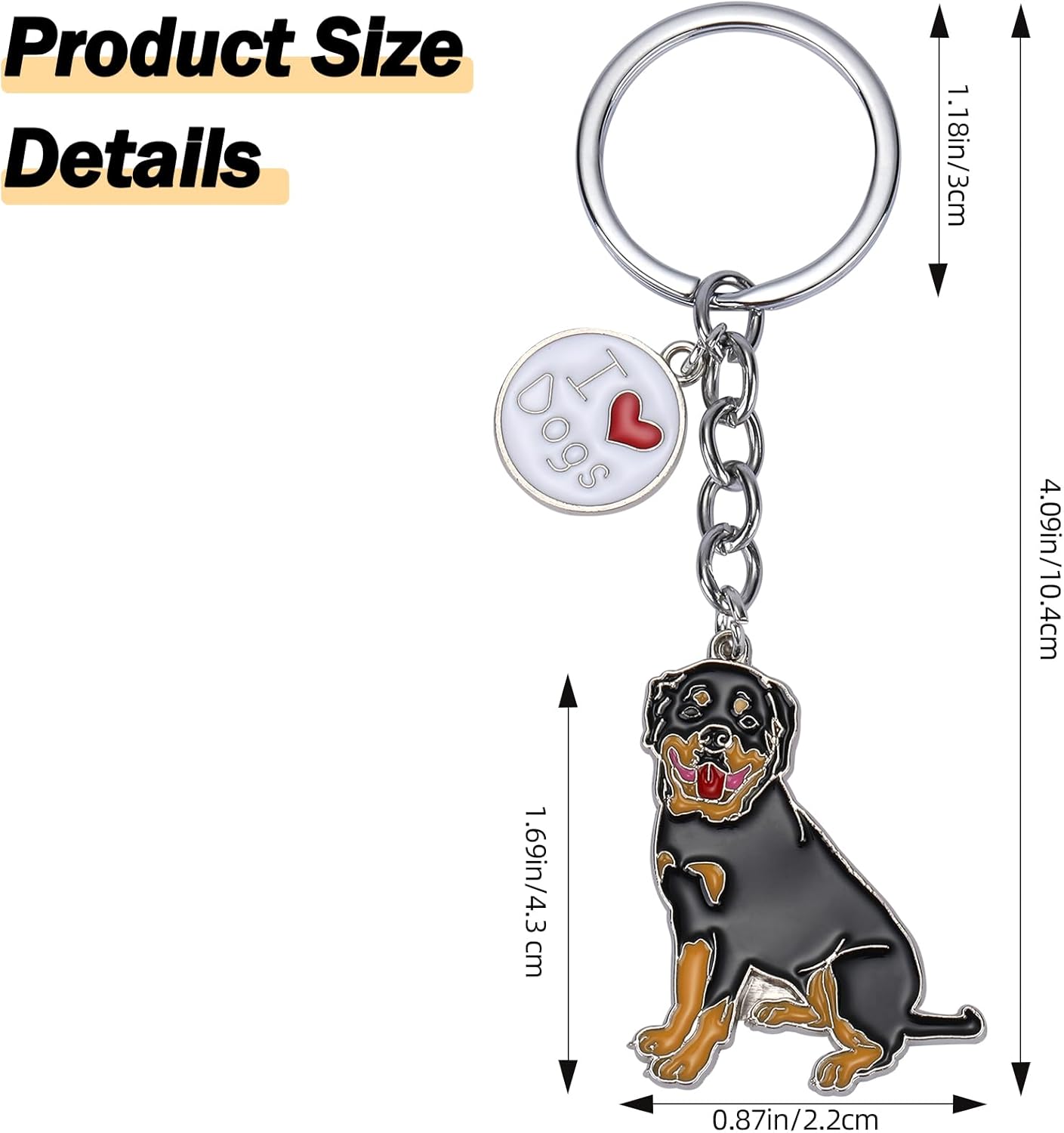 Detalle 2 de WEWAYSMILE Dog Key-Ring Keychain – Small Metal Pup Charm for Cars, Bags and Keys