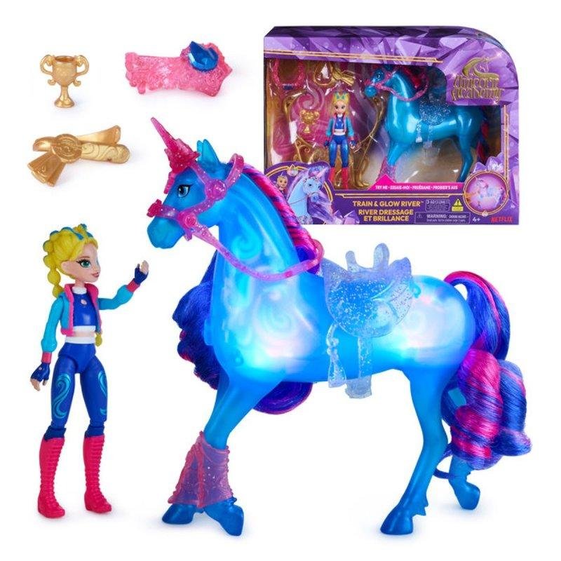 Thumbnail 3 de Spin Master Unicorn Academy Train & Glow River, set interactivo con luces y muñeca articulada